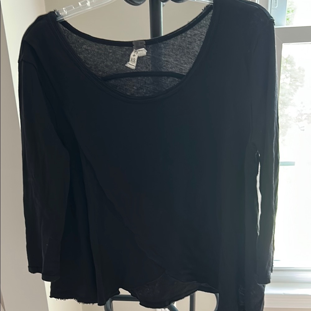 We The Free Black 3/4 Sleeve Relaxed Blouse